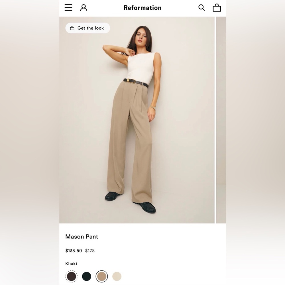 Reformation Mason Khaki Pant